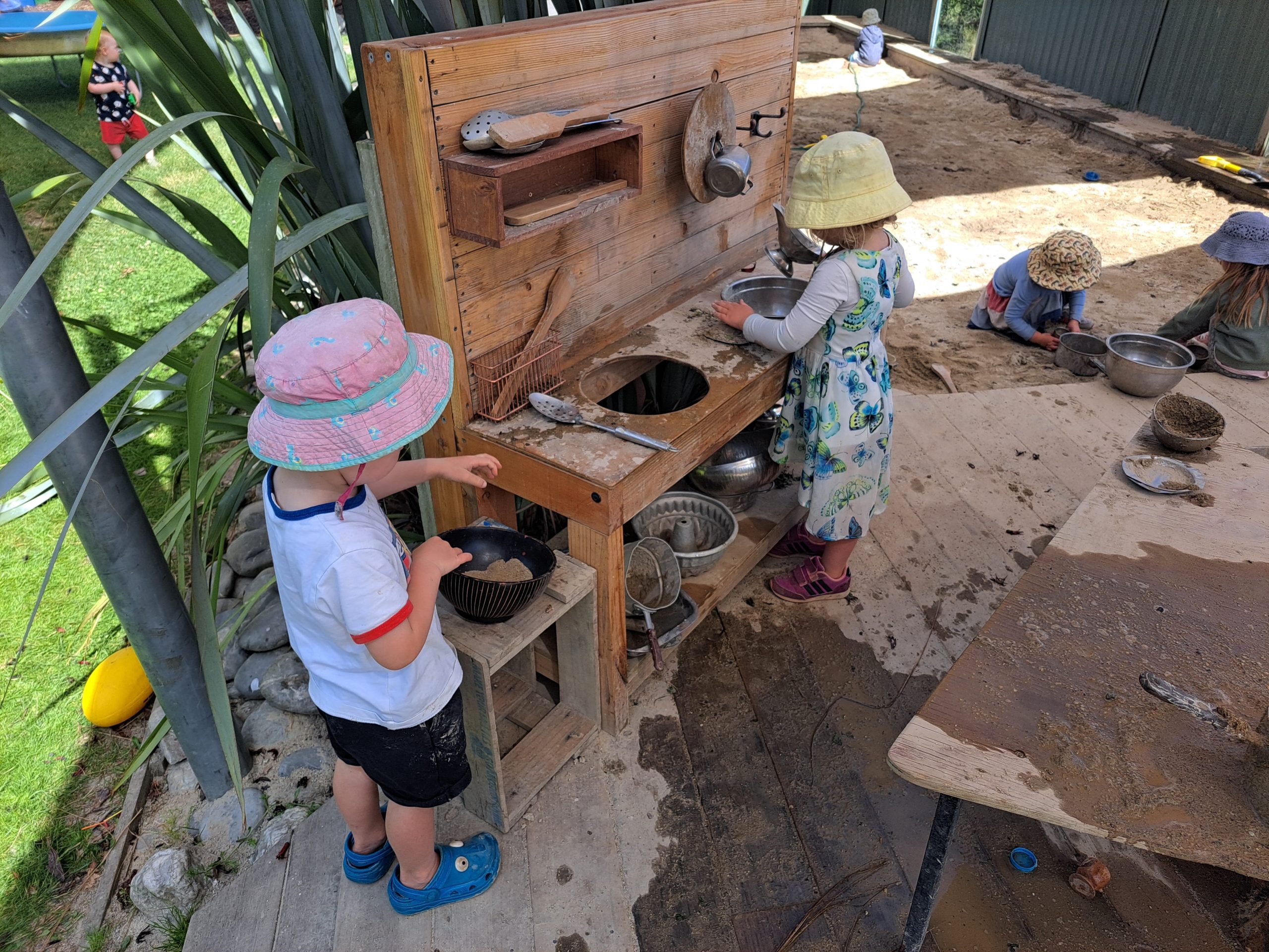 Mud kitchen in action